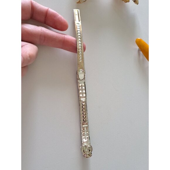 Set Of 4 Vtg Hair Barrettes Gold Black White Rhinestones Amber Tortoise Shell - Picture 7 of 10